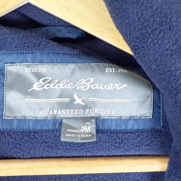 Eddie Bauer Blue Down Long Fur Hooded Coat Size PM - Picture 3 of 5